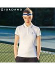 Giordano koszulka Polo damska koszula Slim Fit Polo kobiety kontrast kolor haftowane wzór lato bluzki kobiet elastyczna Polo Fem
