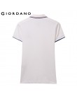 Giordano koszulka Polo damska koszula Slim Fit Polo kobiety kontrast kolor haftowane wzór lato bluzki kobiet elastyczna Polo Fem