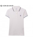 Giordano koszulka Polo damska koszula Slim Fit Polo kobiety kontrast kolor haftowane wzór lato bluzki kobiet elastyczna Polo Fem