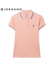 Giordano koszulka Polo damska koszula Slim Fit Polo kobiety kontrast kolor haftowane wzór lato bluzki kobiet elastyczna Polo Fem