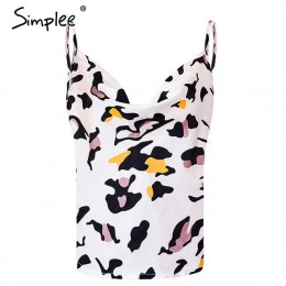 Simplee Sexy v neck czarny satynowy top kobiet 2019 bez rękawów biały top kobiet lato tank top streetwear lady camisole top femi