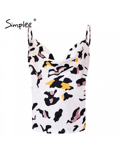 Simplee Sexy v neck czarny satynowy top kobiet 2019 bez rękawów biały top kobiet lato tank top streetwear lady camisole top femi