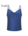 Simplee Sexy v neck czarny satynowy top kobiet 2019 bez rękawów biały top kobiet lato tank top streetwear lady camisole top femi