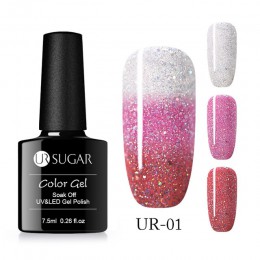 UR SUGAR Rainbow termiczna żel zmieniający kolor lakier do paznokci holograficzny Glitter temperatura Soak Off żel UV lakier 7.5