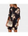 2019 kobiety lato sukienka w stylu Boho kwiatowy Print szyfonowa plaża sukienka tunika Sundress luźna Mini sukienka na imprezę V