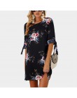 2019 kobiety lato sukienka w stylu Boho kwiatowy Print szyfonowa plaża sukienka tunika Sundress luźna Mini sukienka na imprezę V
