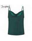 Simplee Sexy v neck czarny satynowy top kobiet 2019 bez rękawów biały top kobiet lato tank top streetwear lady camisole top femi