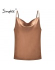 Simplee Sexy v neck czarny satynowy top kobiet 2019 bez rękawów biały top kobiet lato tank top streetwear lady camisole top femi