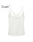 Simplee Sexy v neck czarny satynowy top kobiet 2019 bez rękawów biały top kobiet lato tank top streetwear lady camisole top femi