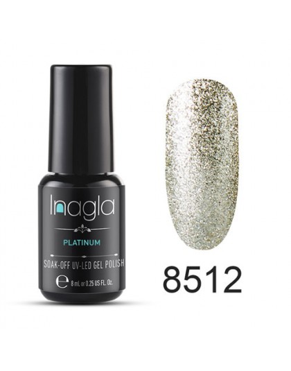 Inagla Nail Art 8 ml lśniące brokat gwiaździsty platynowy żel do malowania kryształ lakier do paznokci Soak off Platinum UV żelo