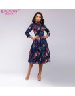 S. FLAVOR kobiety elegancka linia a sukienka 2019 w stylu Vintage drukowania party vestidos trzy czwarte rękaw kobiet szczupła l