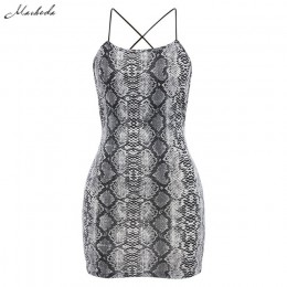 Macheda Sexy krzyż bandaż Backless Bodycon sukienka kobiety bez rękawów Halter letnia sukienka wąż drukuj krótki, na co dzień, n