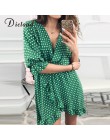 DICLOUD krótki kobiety sukienka Ruffles drukuj Polka Dot Sexy Bodycon plaża kobiet pół rękawa lato Party Mini sukienki Vestidos