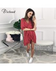 DICLOUD krótki kobiety sukienka Ruffles drukuj Polka Dot Sexy Bodycon plaża kobiet pół rękawa lato Party Mini sukienki Vestidos