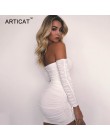 Arctic cat kobiety jesień zima bandaża sukni kobiet 2018 Sexy Off ramię z długim rękawem Slim elastyczna Bodycon sukienek Vestid