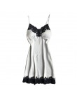 Seksowna bielizna nocna halka piżama koronkowa satynowa koszula nocna dla kobiet bez rękawów