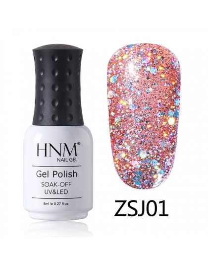 HNM 8 ML diament lampa UV LED paznokci żel Bling Glitter farby Gellak Soak Off Semi Permanent szczęście lakier emalia żel polski