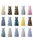 2019 lato kobiet przycisk urządzone drukuj sukienka z odkrytymi ramionami Party plaża Sundress Boho Spaghetti długie sukienki Pl