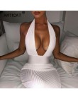 Arctic cat Halter Backless seksowna koszulka z dzianiny sukienka ołówkowa kobiety biały Off ramię długie Bodycon sukienka na imp