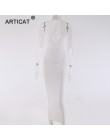 Arctic cat Halter Backless seksowna koszulka z dzianiny sukienka ołówkowa kobiety biały Off ramię długie Bodycon sukienka na imp
