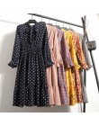 Jesień szyfonowa koszula sukienki biurowe chusta Polka Dot sukienki w stylu Vintage kobiety sukienka 2019 wiosna na co dzień cze