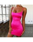 Seksowna Mini sukienka satynowa Sexi Slim Fit Bodycon na imprezę neonowa zielony różowa