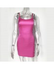 Seksowna Mini sukienka satynowa Sexi Slim Fit Bodycon na imprezę neonowa zielony różowa