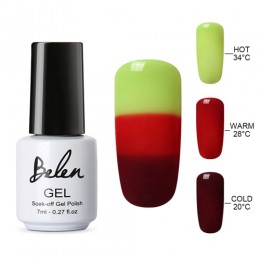 Belen 3 Kolor 2 Kolor Termiczna Żel Polski Paznokci 7 ml Temperatura Barwowa Zmiana Soak Off Żel UV Lakier Manicure szczęście La