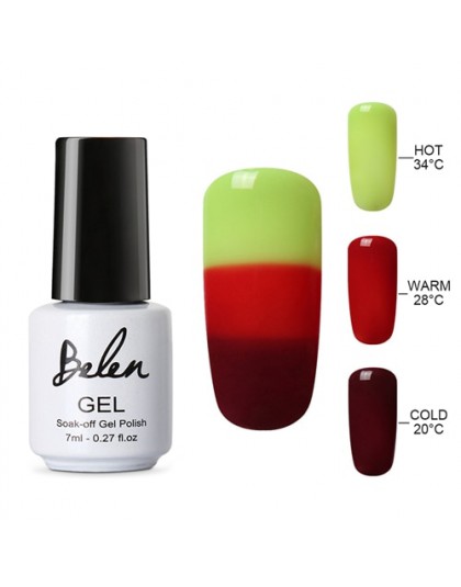 Belen 3 Kolor 2 Kolor Termiczna Żel Polski Paznokci 7 ml Temperatura Barwowa Zmiana Soak Off Żel UV Lakier Manicure szczęście La