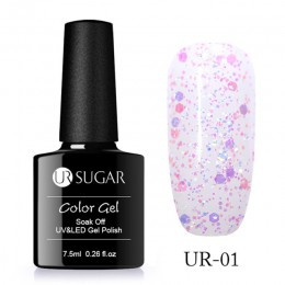 UR SUGAR 7.5 ml holograficzny brokatowy żel do paznokci polski błyszczący brokat cekiny żel UV lakier Rainbow Laser Soak Off żel