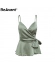 BeAvant elegancki wrap camisole tank top kobiety V neck pasek satin crop top damskie z lato koszulka bez rękawów sexy ladies top