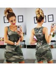 2019 nowe letnie kobiety mody Sexy Tank Dress Slim Casual kamuflaż wojskowy z dekoltem w kształcie litery "o" drukuj Splice impe