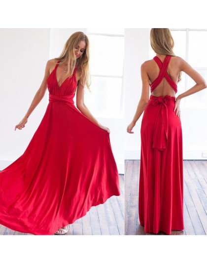 Modna letnia zwiewna długa sukienka damska wiązana na wiele sposobów elegancka maxi granatowa czerwona różowa