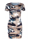 2019 nowe letnie kobiety mody Sexy Tank Dress Slim Casual kamuflaż wojskowy z dekoltem w kształcie litery "o" drukuj Splice impe