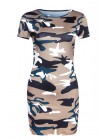 2019 nowe letnie kobiety mody Sexy Tank Dress Slim Casual kamuflaż wojskowy z dekoltem w kształcie litery "o" drukuj Splice impe