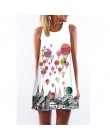2019 letnia sukienka kwiatowy Print Boho sukienki dla kobiet na co dzień plaża Sundress Flamingo bez rękawów szyfonowa sukienka 