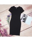 ZSIIBO kobiet sukienka Vestido z krótkim rękawem z krótkim rękawem Slim Bodycon sukienka tunika Crew Neck Casual sukienka ołówko