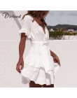 Bawełniana sukienka zwiewna biała boho damska na plażę na wakacje na lato koronkowa ażurowa oversize