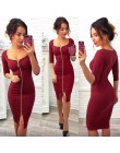 Kobiety Sexy klub Low Cut Bodycon sukienka Red Velvet płaszcza suknia 2018 na co dzień jesień zimowy zamek błyskawiczny Fashion 