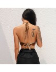 Weekeep Sexy Halter Leopard Backless Camis kobiety przycięte Halter 2018 lato kobiet mody Streetwear klub Patchwork Camisole