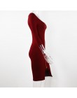 Kobiety Sexy klub Low Cut Bodycon sukienka Red Velvet płaszcza suknia 2018 na co dzień jesień zimowy zamek błyskawiczny Fashion 