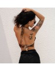 Weekeep Sexy Halter Leopard Backless Camis kobiety przycięte Halter 2018 lato kobiet mody Streetwear klub Patchwork Camisole