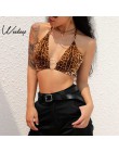 Weekeep Sexy Halter Leopard Backless Camis kobiety przycięte Halter 2018 lato kobiet mody Streetwear klub Patchwork Camisole
