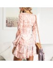 Krótka sukienka letnia Vintage seksowna szyfonowa elegancka modna damska falbanki dekolt spódniczka