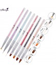 Monja 7 style Rhinestone akrylowy uchwyt szczotki Nail Art Line kwiat malowanie powłoka kształtowanie płaski wentylator kąt piór