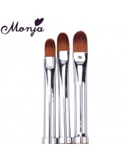 Monja 3 sztuk Nail Art metalowy uchwyt akrylowy żel UV Builder Builder płatek kwiat malarstwo rysunek szczotka do Manicure narzę