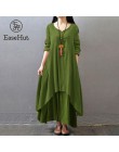 EaseHut w stylu Vintage kobiety dorywczo luźna sukienka z długim rękawem Boho etniczne jesień długi Maxi sukienki Plus rozmiar R