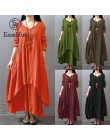 EaseHut w stylu Vintage kobiety dorywczo luźna sukienka z długim rękawem Boho etniczne jesień długi Maxi sukienki Plus rozmiar R