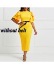 2019 kobiety biuro sukienka panie żółta sukienka pracy dziewczyna wzburzyć zipper plus rozmiar wieczór lato bodycon midi suknie 