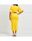 2019 kobiety biuro sukienka panie żółta sukienka pracy dziewczyna wzburzyć zipper plus rozmiar wieczór lato bodycon midi suknie 